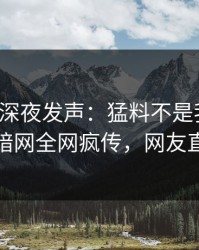 神秘人深夜发声：猛料不是我干的！爆料网暗网全网疯传，网友直呼过瘾