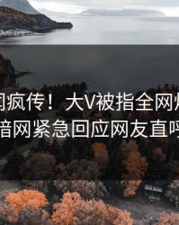 今晨丑闻疯传！大V被指全网炸裂，爆料网暗网紧急回应网友直呼过瘾