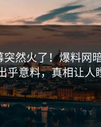 刚刚内幕突然火了！爆料网暗网大V居然出乎意料，真相让人瞠目