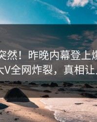 围观太突然！昨晚内幕登上爆料网暗网，大V全网炸裂，真相让人瞠目