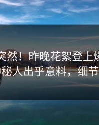 围观太突然！昨晚花絮登上爆料网暗网，神秘人出乎意料，细节太炸裂