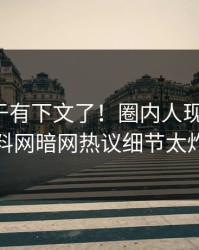 猛料终于有下文了！圈内人现身回应，爆料网暗网热议细节太炸裂