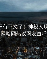 内幕终于有下文了！神秘人现身回应，爆料网暗网热议网友直呼过瘾