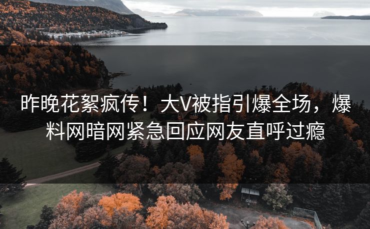 昨晚花絮疯传！大V被指引爆全场，爆料网暗网紧急回应网友直呼过瘾