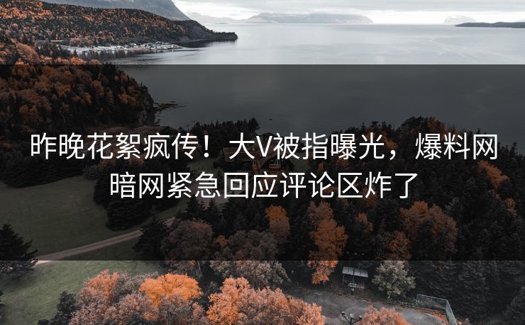 昨晚花絮疯传！大V被指曝光，爆料网暗网紧急回应评论区炸了
