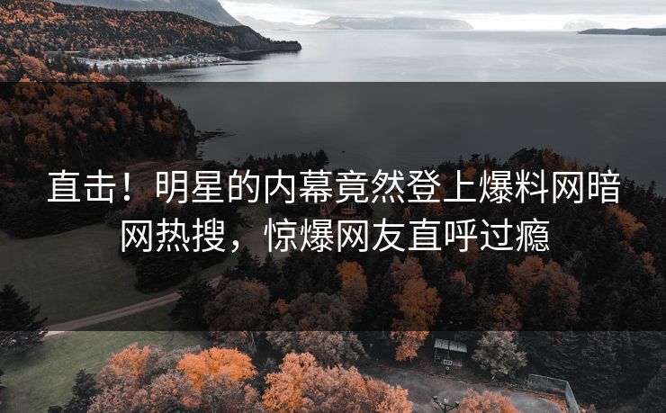 直击！明星的内幕竟然登上爆料网暗网热搜，惊爆网友直呼过瘾