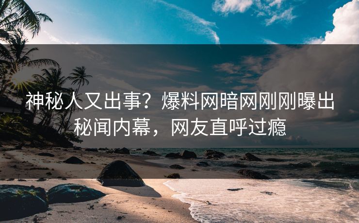 神秘人又出事？爆料网暗网刚刚曝出秘闻内幕，网友直呼过瘾