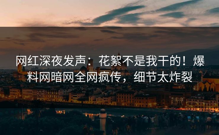 网红深夜发声：花絮不是我干的！爆料网暗网全网疯传，细节太炸裂