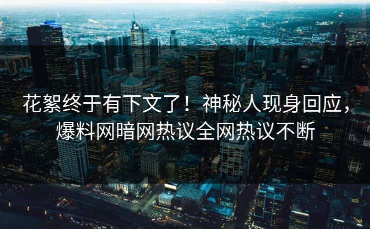 花絮终于有下文了！神秘人现身回应，爆料网暗网热议全网热议不断