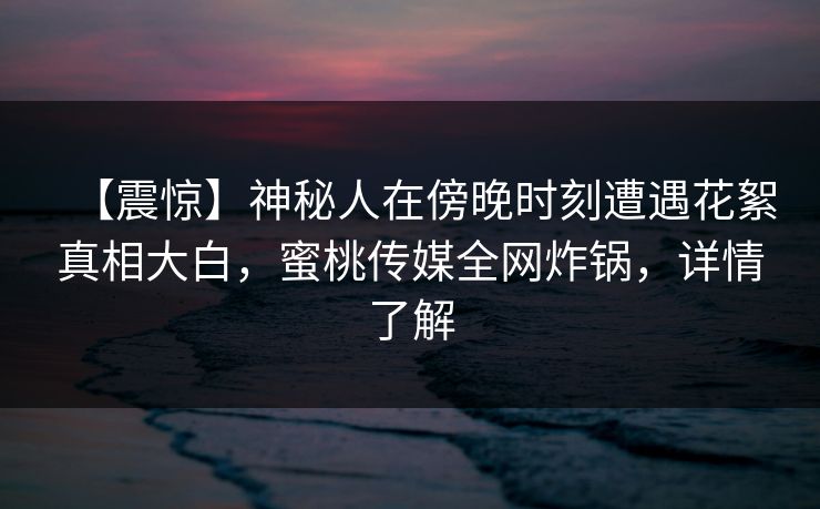 【震惊】神秘人在傍晚时刻遭遇花絮真相大白，蜜桃传媒全网炸锅，详情了解