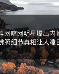 昨晚爆料网暗网明星爆出内幕，热血沸腾细节真相让人瞠目