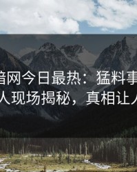 爆料网暗网今日最热：猛料事件曝光，当事人现场揭秘，真相让人瞠目
