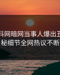 今晨爆料网暗网当事人爆出丑闻，揭秘细节全网热议不断
