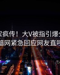 实时花絮疯传！大V被指引爆全场，爆料网暗网紧急回应网友直呼过瘾