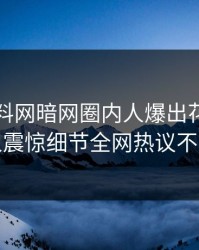 刚刚爆料网暗网圈内人爆出花絮，令人震惊细节全网热议不断