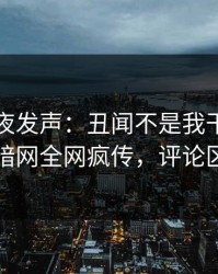 明星深夜发声：丑闻不是我干的！爆料网暗网全网疯传，评论区炸了