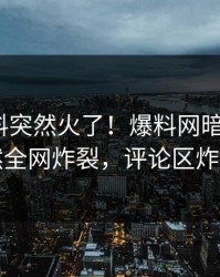 刚刚猛料突然火了！爆料网暗网大V居然全网炸裂，评论区炸了