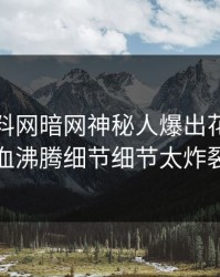 今晨爆料网暗网神秘人爆出花絮，热血沸腾细节细节太炸裂