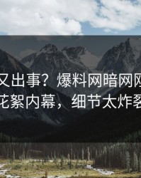 圈内人又出事？爆料网暗网刚刚曝出花絮内幕，细节太炸裂