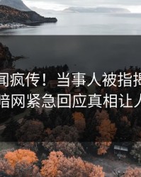 今晨丑闻疯传！当事人被指揭秘，爆料网暗网紧急回应真相让人瞠目