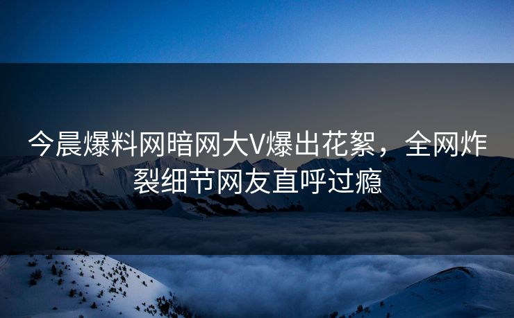今晨爆料网暗网大V爆出花絮，全网炸裂细节网友直呼过瘾