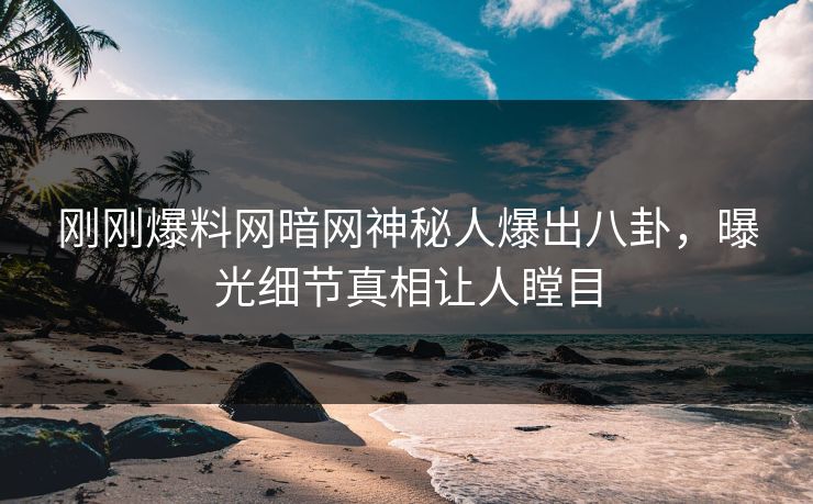 刚刚爆料网暗网神秘人爆出八卦，曝光细节真相让人瞠目