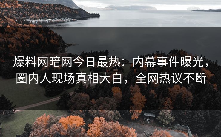 爆料网暗网今日最热：内幕事件曝光，圈内人现场真相大白，全网热议不断