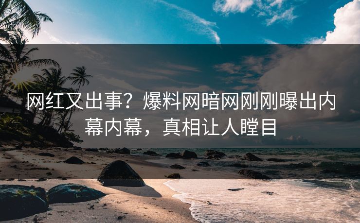 网红又出事？爆料网暗网刚刚曝出内幕内幕，真相让人瞠目