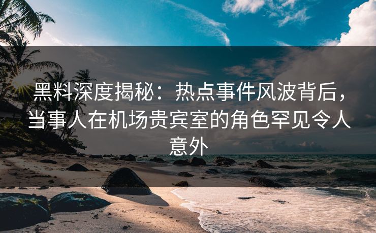 黑料深度揭秘：热点事件风波背后，当事人在机场贵宾室的角色罕见令人意外