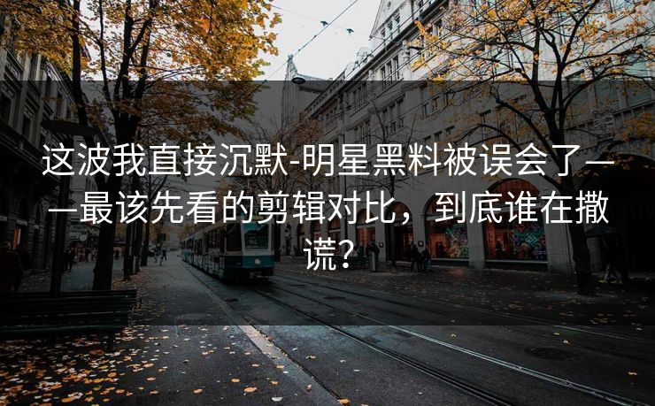 这波我直接沉默-明星黑料被误会了——最该先看的剪辑对比，到底谁在撒谎？